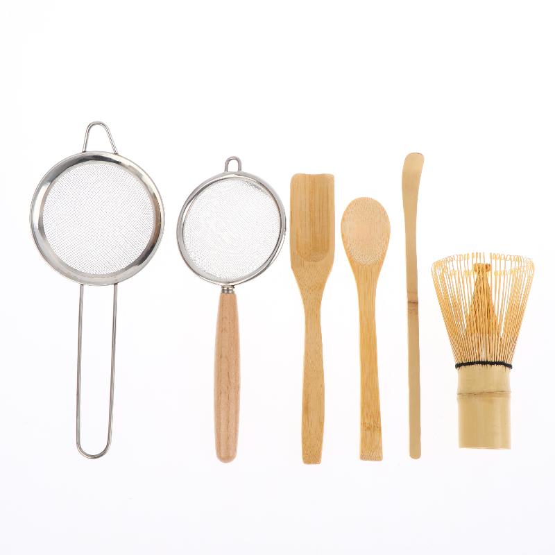 4Pcs Matcha Whisk Set Handmade Bamboo Matcha Whisk Traditional Tea Scoop Deep Scoop Tea Strainer Clear Whisk Storage Holder