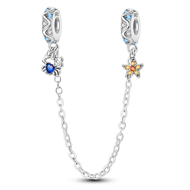 Fashion 925 Silver Summer Ocean World Series Sea Turtle Starfish Crab Octopus Charms Beads Fit 925 Bracelet DIY Jewelry