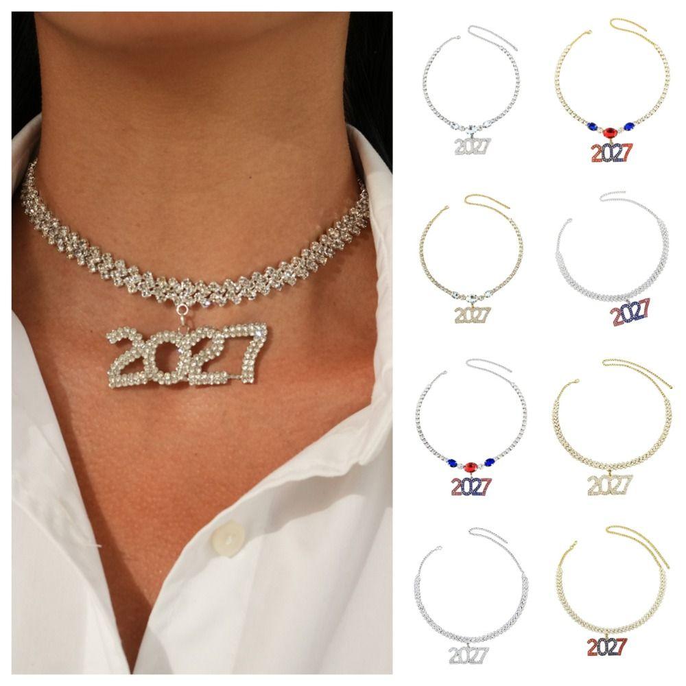 Exaggerated 2027 Number Pendant Necklace Aesthetic 2027 New Year Jewelry New Year's Eve Gift