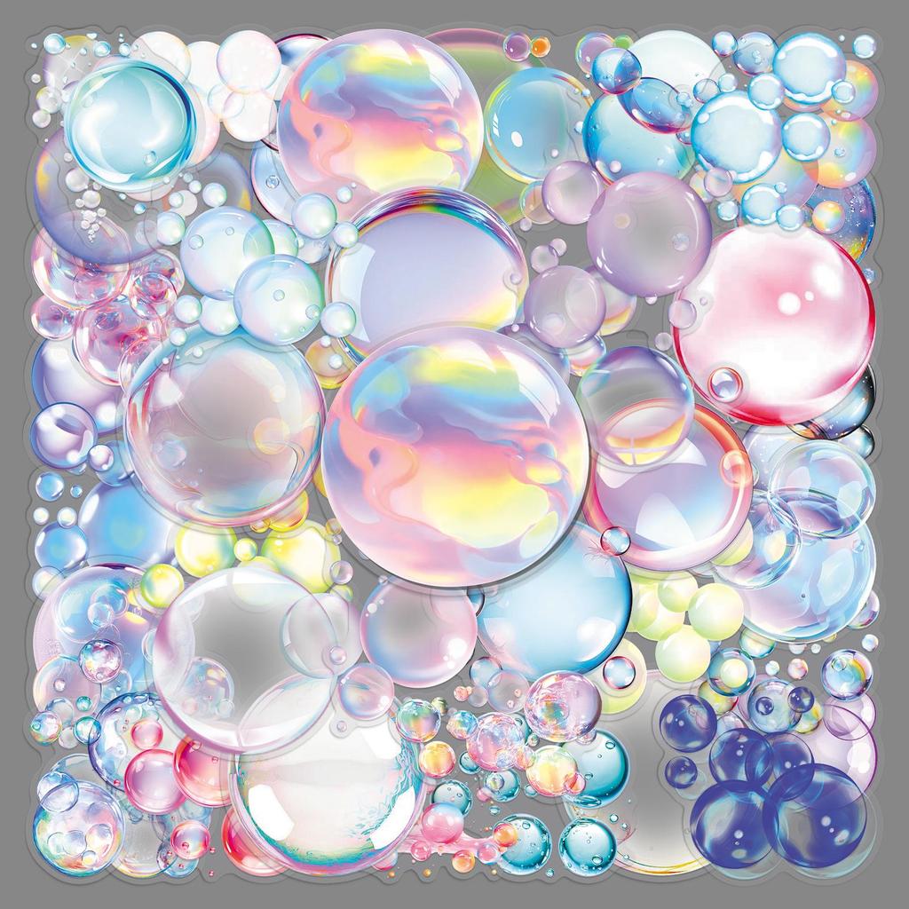 50 Bubble Heart PET Stickers: Childlike & Dreamy DIY Decoration for Journals & Computers