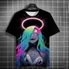 Cartoon Tattoo Girl Pattern Men's T-Shirt 3d Printed Oversized Sweatshirt For Men Bad Girl Harajuku Top Short Sleeve T Shirts