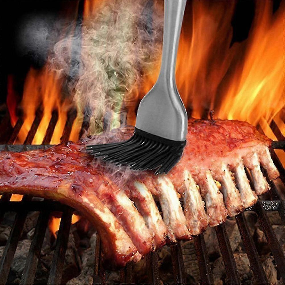 Silicone Basting Brush with Stainless Steel Handle for BBQ Grill Cooking Heat Resistant Pastry Tool Long Baking Brush for Sauce Application