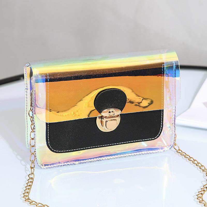 Refreshing Laser Transparent Shoulder Women's Bag Tide Crossbody Versatile Chain Small Square Bag