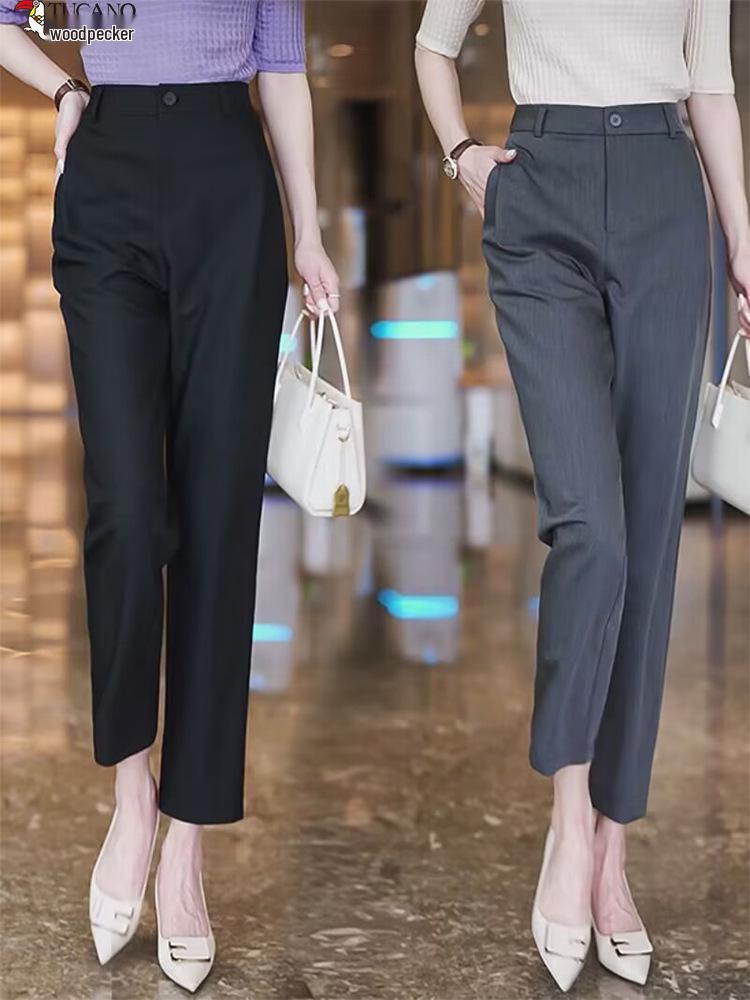 Woodpecker 2025 High Waist Spring/Autumn Straight-Leg Cigarette Pants for Women