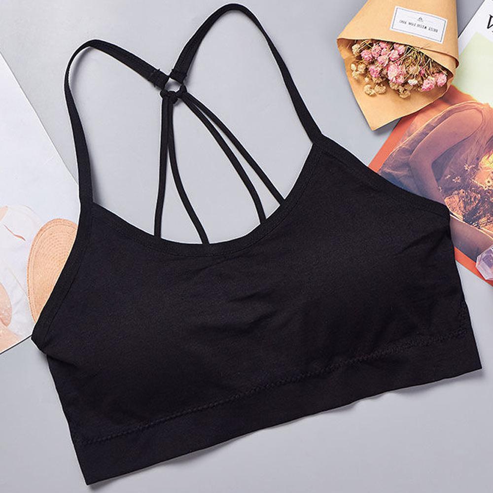 Sports Underwear Women Yoga Fitness Seamless Crop Top Wide Letter Straps Comfortable Workout Activewear