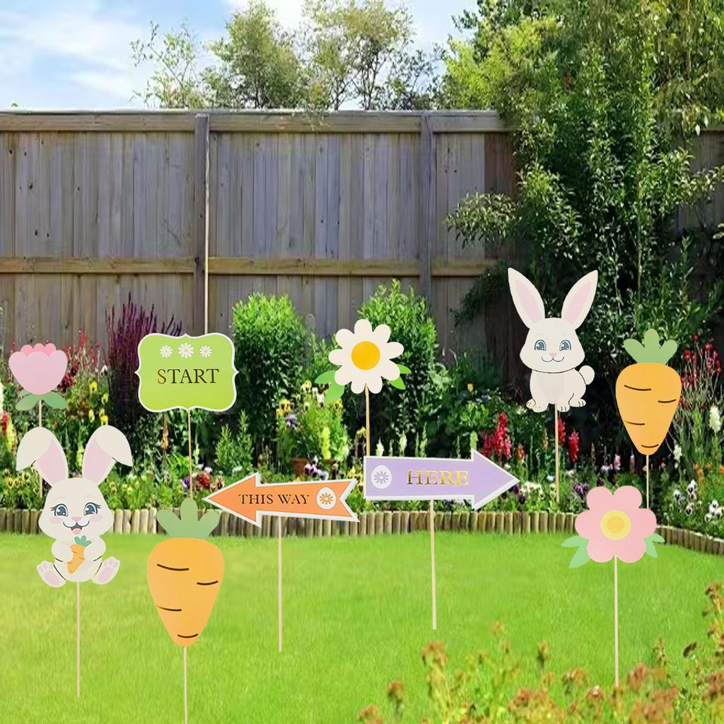 Easter Party Decorations, Happy Easter Banner and Hanging,Living Room Wall Layout Pull Flag Pendant Cute Color Bunny Pull Flower