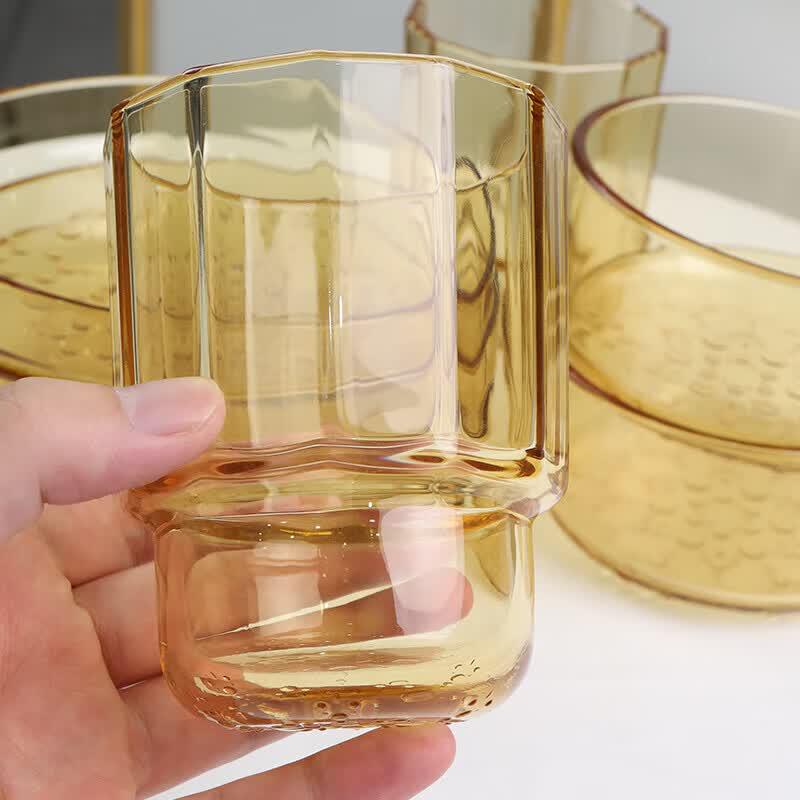 Amber Snowflake 12-Piece Glass Dinnerware Set