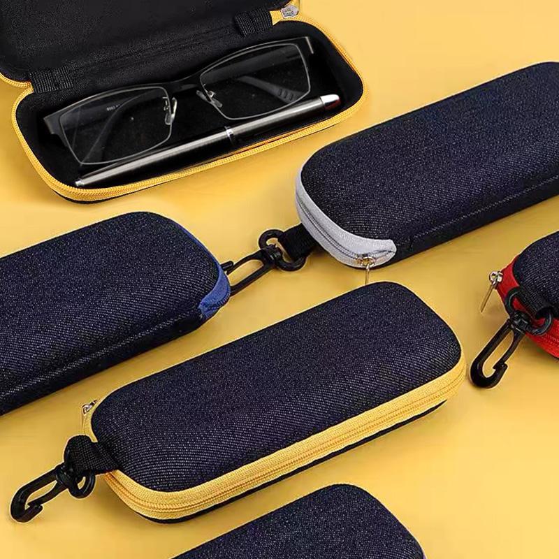 

Винтажный джинсовый чехол для солнцезащитных очков, портативная коробка для очков на молнии, крючок, защитный чехол для очков с защитой от потерь, упаковка для очков, коробка для очков