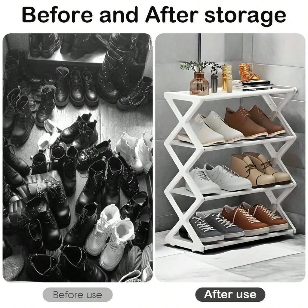 Dieses vierstöckige, verdickte, zusammenklappbare, verstellbare Schuhregal spart Platz und ist ideal für Eingangsbereiche, Schränke und Flure.