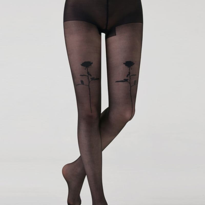 

HUGDAY [20 Ден] Колготки с татуировкой розы black