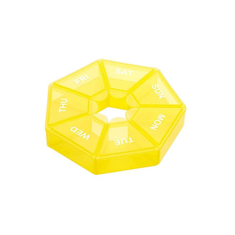 Tragbare 7-Tage-Achteckige Pillendose mit beschrifteten Fächern