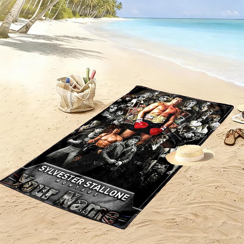 Name Custom Rocky Balboa Print Beach Towel, Large Soft Quick Dry Towel for Beach Camping Swimming