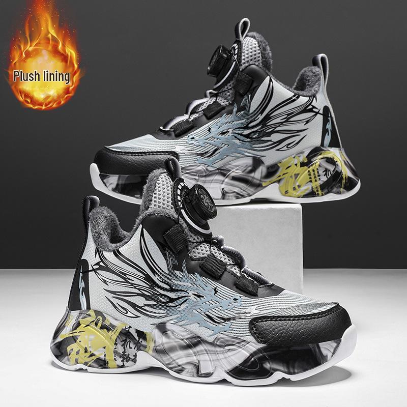 Nuove Scarpe Sportive Invernali per Ragazzi 2025 con Bottone Rotante e Doppio Velluto di Cotone