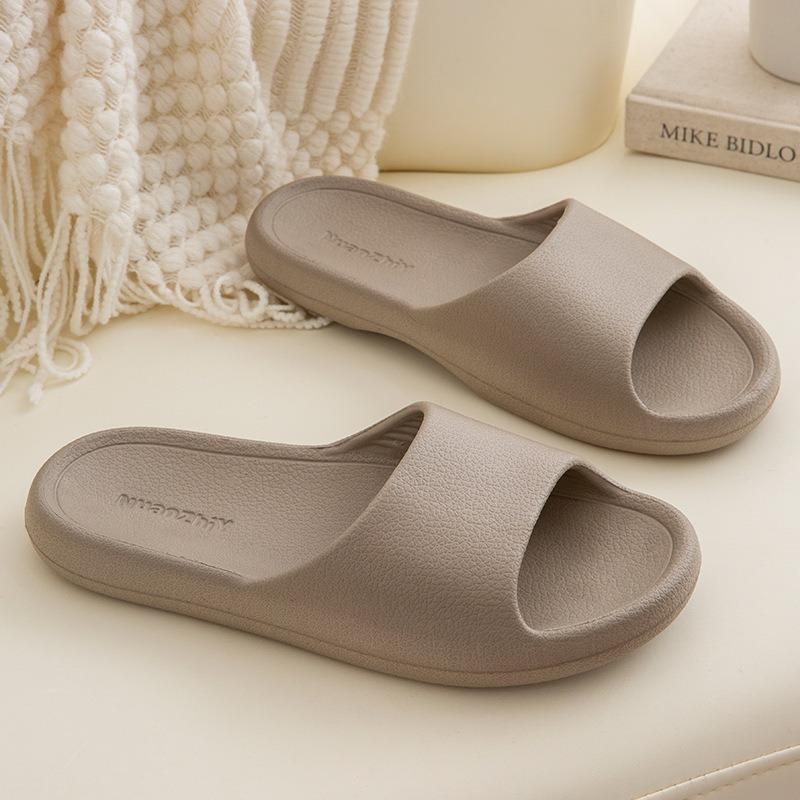 Home cool slippers women's summer simple Japanese soft bottom indoor light and silent couple floor one-word drag men
