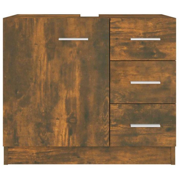 VidaXL Vanity Unit Smoked Oak 63x30x54 Cm Engineered Wood 815630