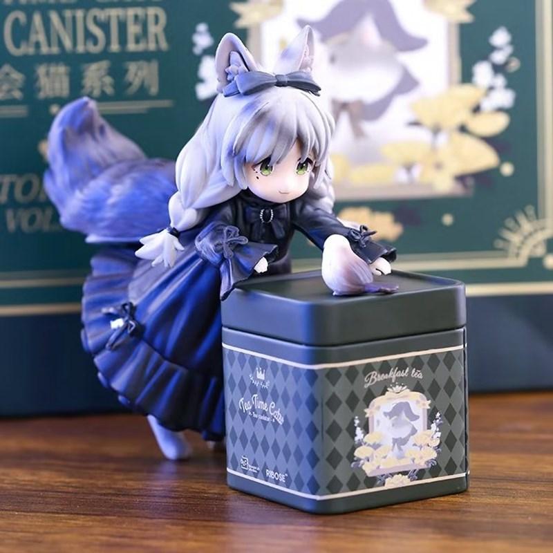 12cm Tea Party Cat Anime Figure Q Version Kawaii Tea Time Cats Tea Pot Cat Action Figure Collection Figure Japanese Dolls Hobbies No Box