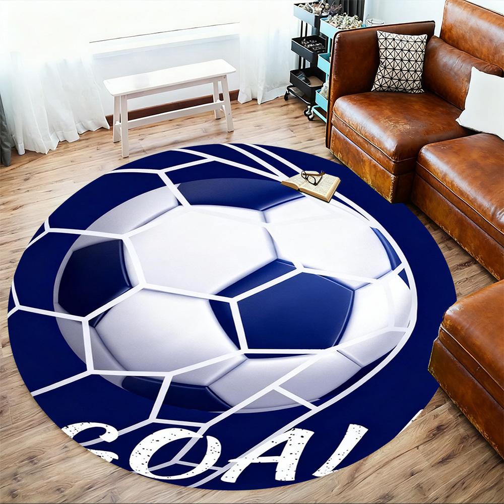 1PC Soccer Goal Round Chair Mat Area Rug - Non-Slip, Floor Mat for Office, Bedroom, and Indoor Decor -Gift D1127216