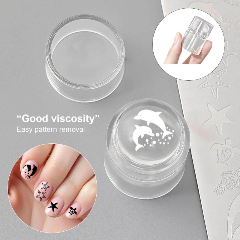 Mini Transparent Silicone Nail Stamp Tool For Precise Pattern Printing Clear Base Design