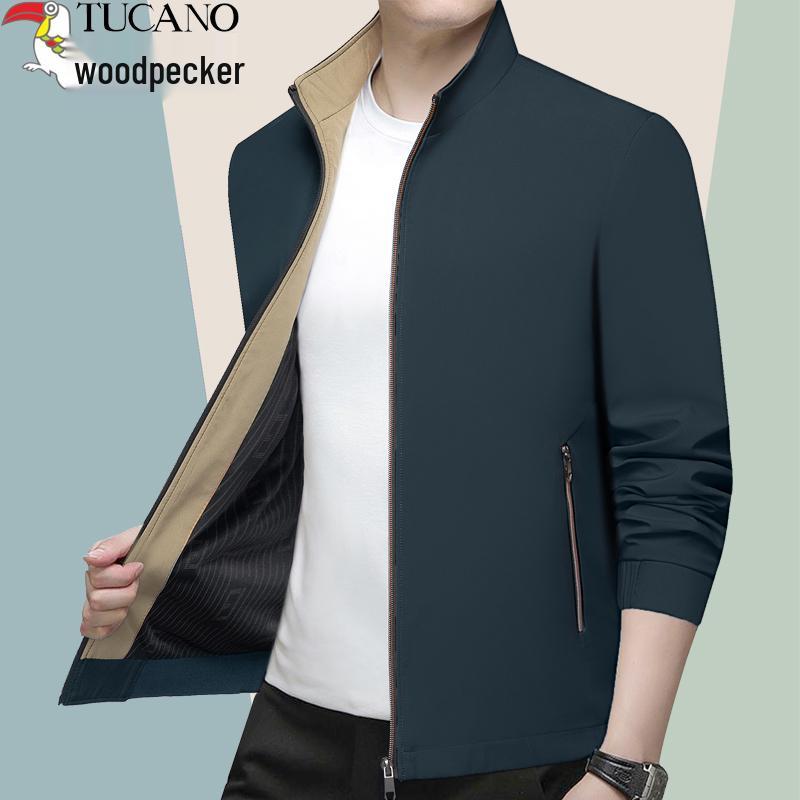 Woodpecker Men s Winter Fleece-Lined Cotton Jacket - Middle-Aged Dad s Casual Thickened Coat 190/XXXL for 175–185 jin
