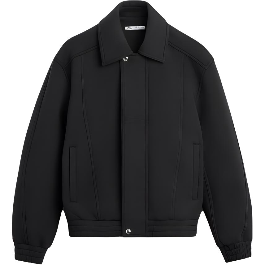 

Zara Loose Fit Zip Collar Jacket Men Jackets Black 1437311 S