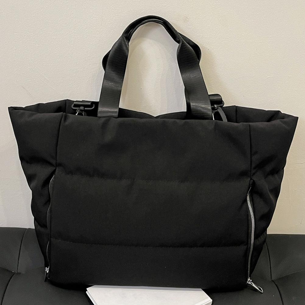 Women Puffer Tote Handbag Large Capacity Casual Padded Bag Solid Color Quilted Top Handle Bag Ladies Commute Bag