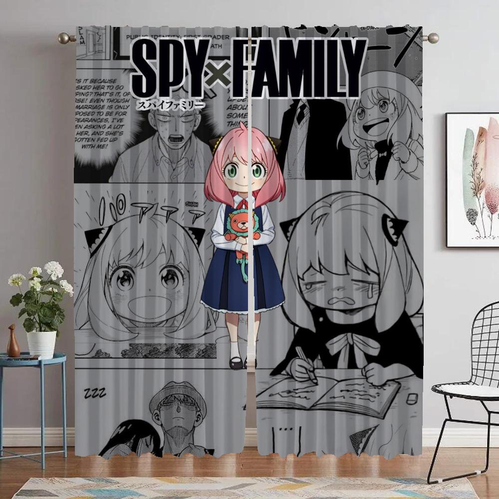 Halloween Decoration Spy X Family Blackout Curtain for Room 2 Panel Elegant Room Curtains Tulle for Bedroom Shades Partition
