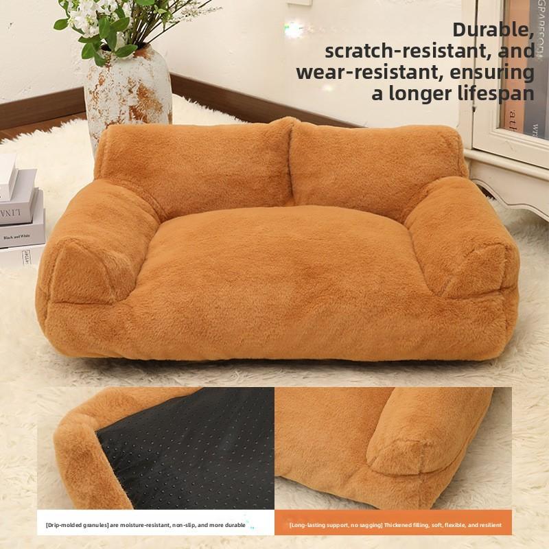 Pet Sofa Bed With Plush Bunny Fur For Small To Large Dogs Home Use