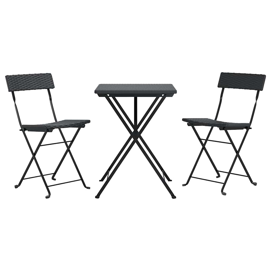 vidaXL 3-tlg. Bistro-Set Klappbar Schwarz Poly Rattan