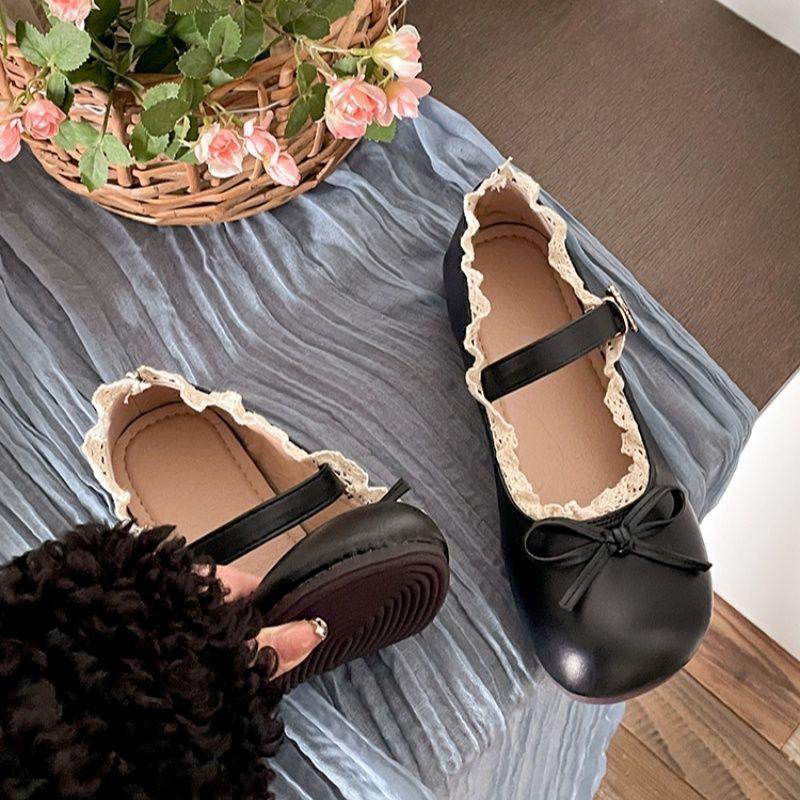 Round head Mary Jane small leather shoes 2025 spring and autumn new white retro fashion versatile platform bow single shoes women