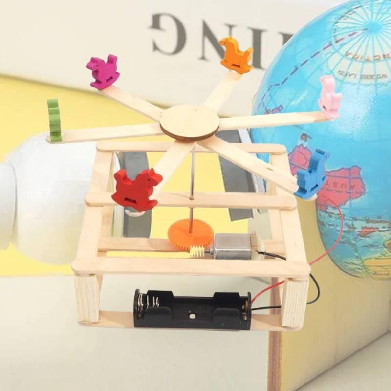 Pädagogisches DIY Drehkarussell Holz Wissenschaftsexperimentierkasten Anpassbar