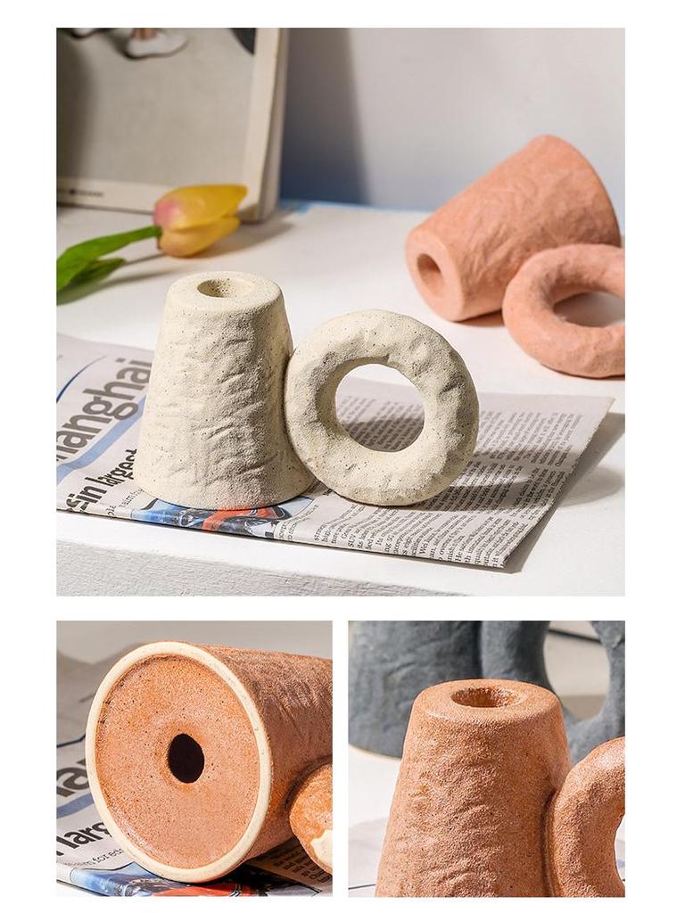 Retro Ceramic Candle Holder - Creative Candlestick for Home Decor, Desktop, and Soft Decoration in INS Style