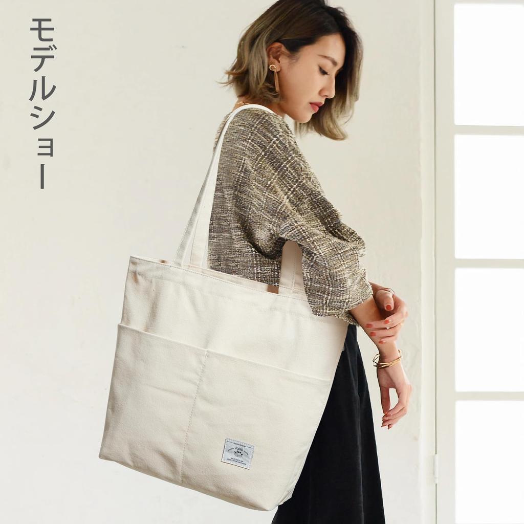 Tote Bag for Shoulder Large Large Canvas For With With Pocket [KALIDI] Women, Bag, Capacity, Over-the-Shoulder Bag, Tote, Plain, School, Travel,