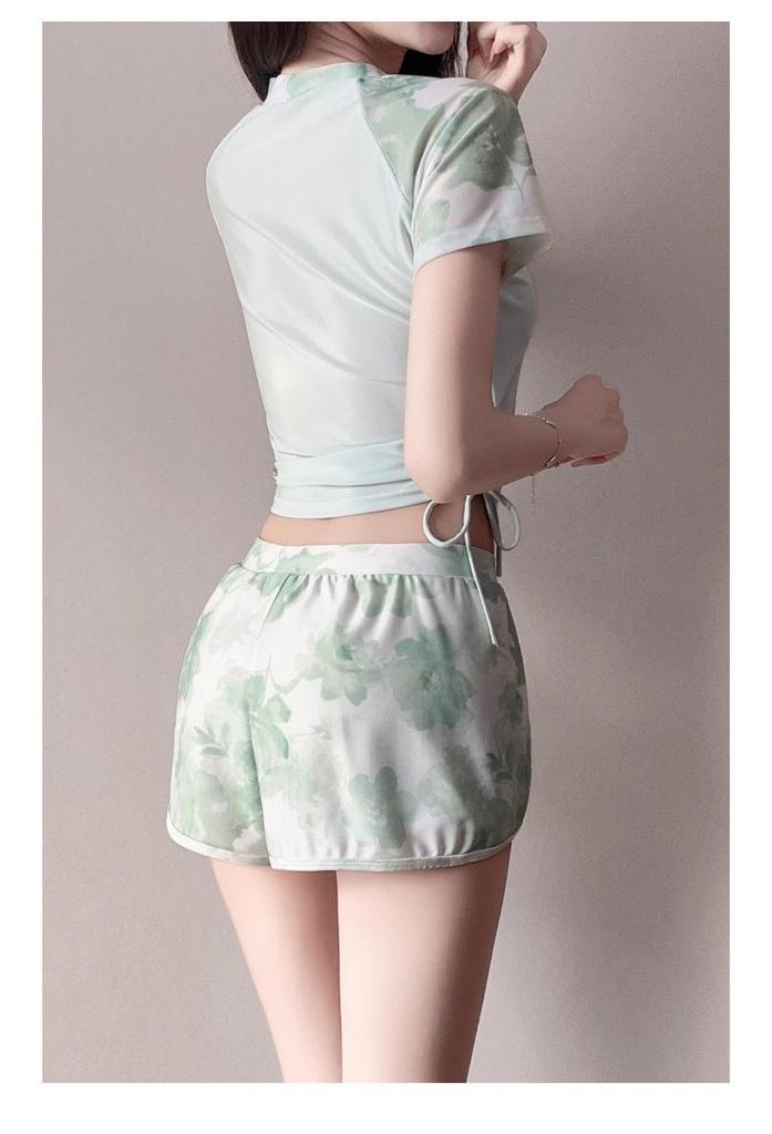 Dopamine Women's Slimming Two-Piece Sports Swimsuit - Tummy Concealing Boxer, Plus Size, Ideal for Students & Hot Springs