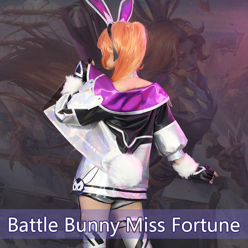 Lol Battle Bunny Miss Fortune Cosplay Costume Game Lol Cosplay Costume Sexy Women Dress Stocking Full Set Skin