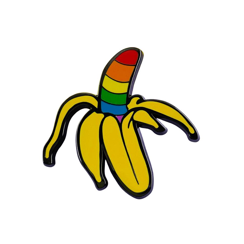 Brož Banán: Barevný ovocný odznak na oblečení, batoh nebo jako dárek