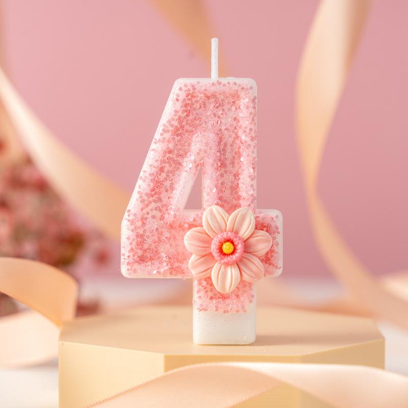 Pink Creative Digital Birthday Cake Decoration Candle Handmade Diy0-9 Party Atmosphere Decoration
