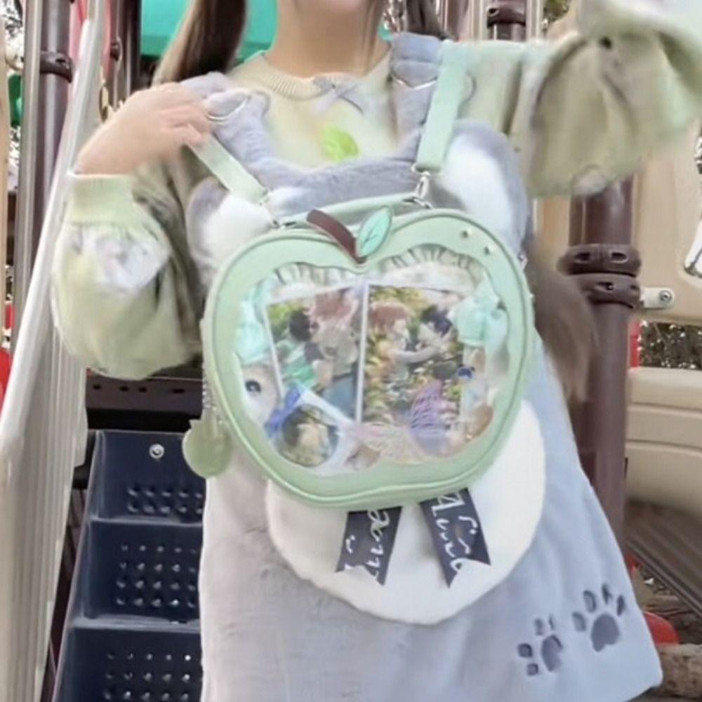 Cotton Doll Bag Kawaii Fruit Itabag PU Fashion Backpacks Multifunction Transparent Pocket  Outdoor