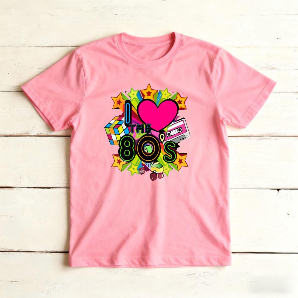 I Love The 80s Retro Cassette Rubik's Cube Star Graphicunisex Summer Cotton TShirt Vintage 80s Nostalgia Casual Short Sleeve Tee