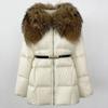 OFTBUY Winter Jacket Women Natural Real Raccoon Fur Collar Belt Thick Warm Duck Down Coat Detachable Outerwear Streetwear Casual
