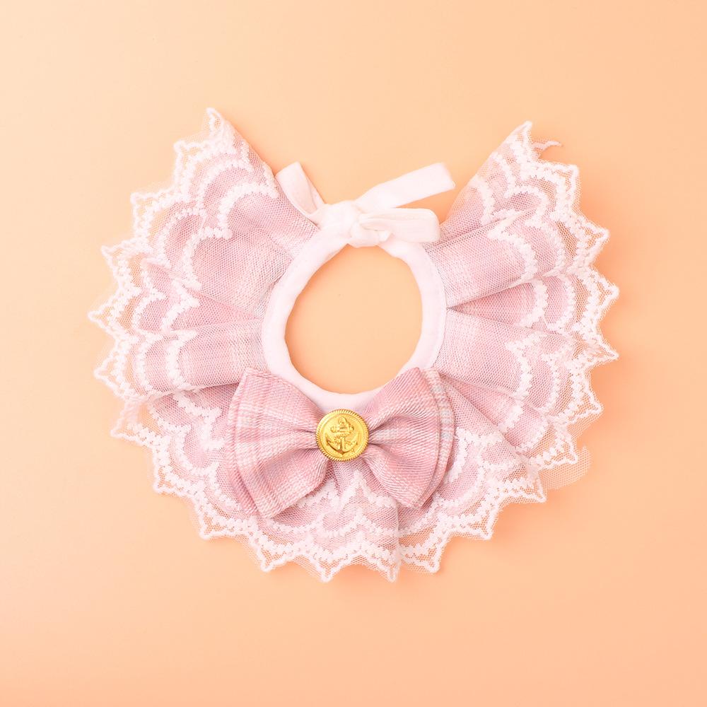 Pet lace saliva towel cat bow lace edge collar dog scarf pet decoration S