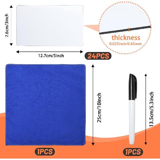 Dry Erase Labels Stickers 24 Pack 3x5 inch Reble Dry Erase Sticky Notes Mini Whiteboard Label Stickers Removable Reble Sticky Labels Dry Erase Post
