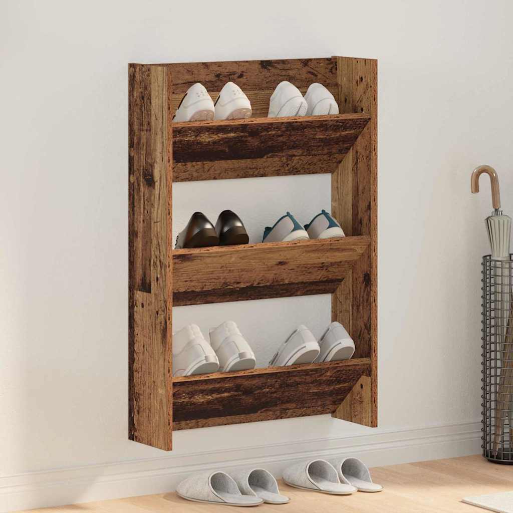 Shoe Cabinet with Shelf Rustic Wood Look 60 x 18 x 90 cm Engineered Wood
