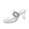 Wearing High-heeled Sandals for Women's 2025 New Summer Korean Version Rhinestone Fairy Style Fashion Sandals Zapatos Mujer