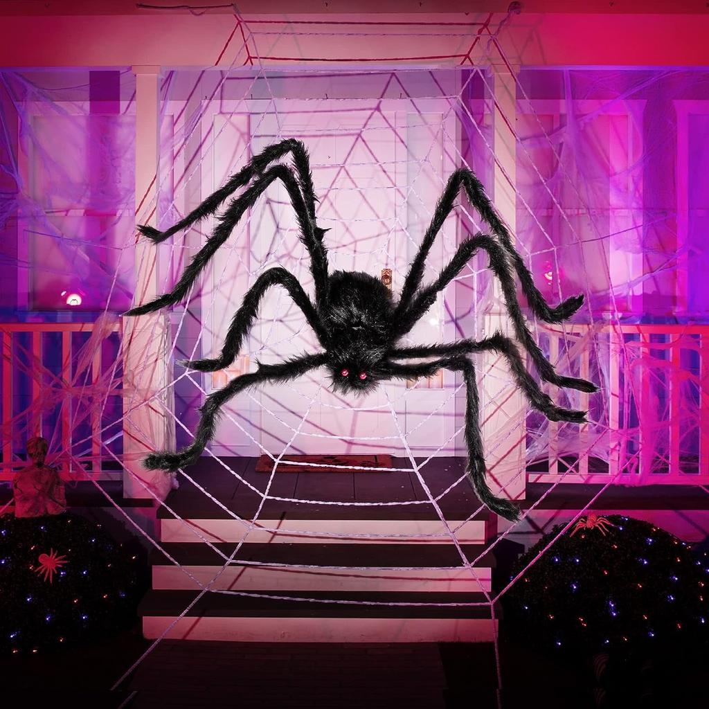 Joyfy 2 Pack 5 FT Giant Spider Halloween Decorations Scary Spider for Halloween Decorations Outdoor Party Decorations