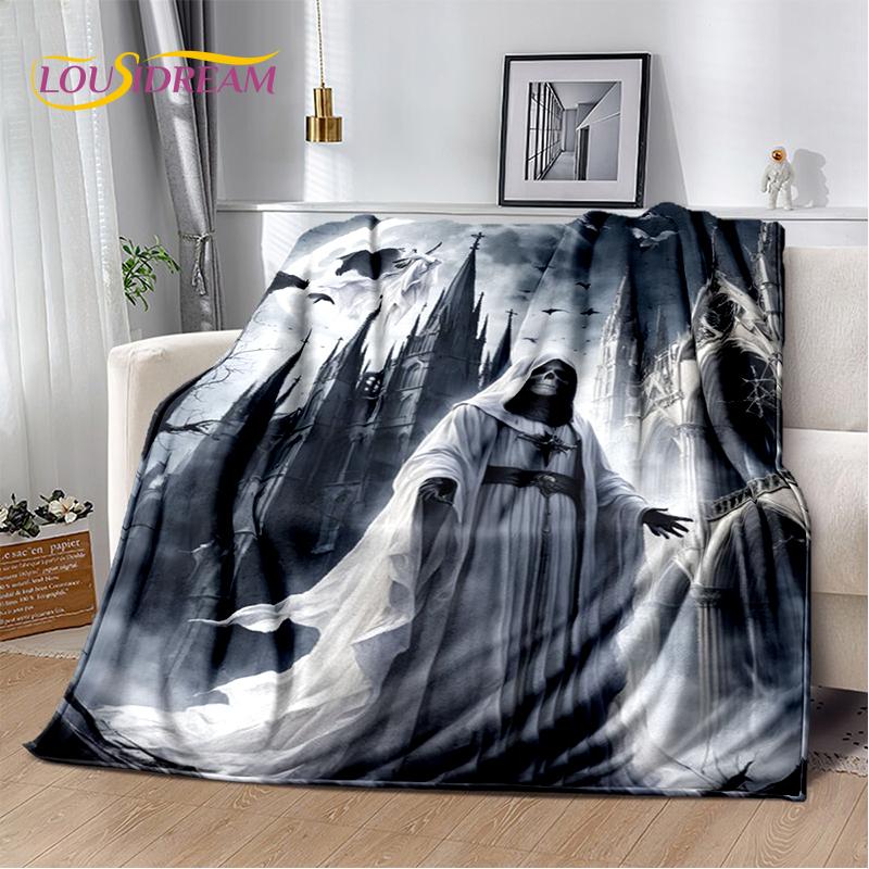 2025 New Gothic Horror Character Skull Ghost Soft Blanket,Soft Throw Blanket for Home Bedroom Bed Sofa Picnic Travel Child Gift