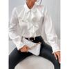 Blouse d'automne pour femme, style designer, à volants et superposée