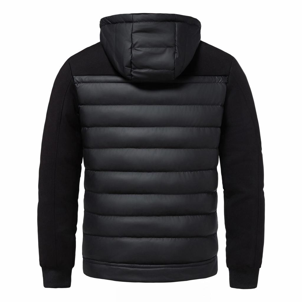 Men's Hooded Cotton Padded Jacket - Stand Collar, Patchwork, Warm Winter Casual Sport Jacket