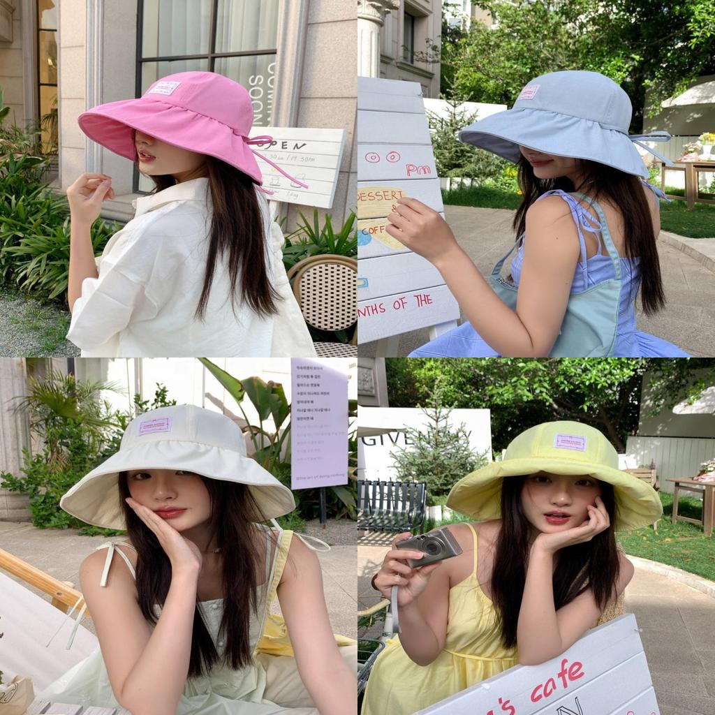 Fisherman Hat Large Brim With Bowknot Sun Protection For Summer Casual Wear