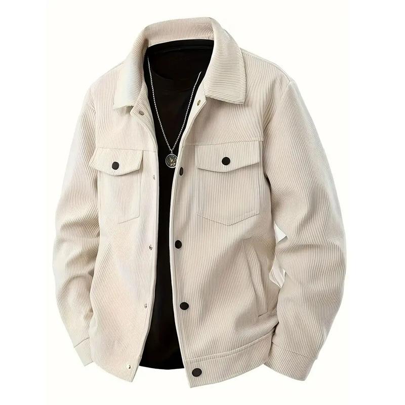 

Men s Corduroy Single-Breasted Casual Sporty Trendy Pocket Jacket Men s Lapel Long-Sleeve Shirt 2XL абрикосовий