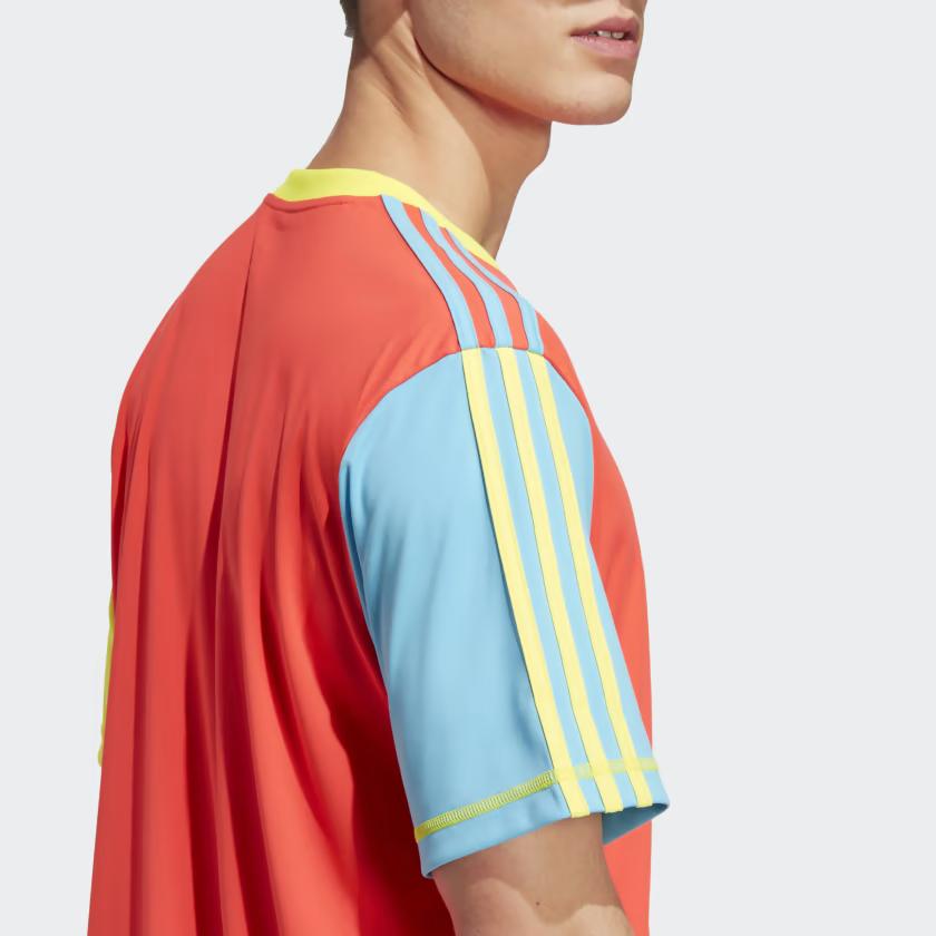 Adidas Kidcore T-Shirt Three Stripes Color Block Round Neck Short Sleeve Unisex Tops Sun-Red IK7056